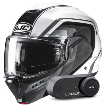 Casque Modulable HJC F100 Reff MC1 + Kit Bluetooth Lokui K30