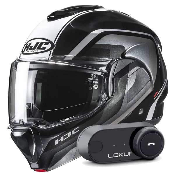 Casque Modulable HJC F100 Reff MC21 + Kit Bluetooth Lokui K30