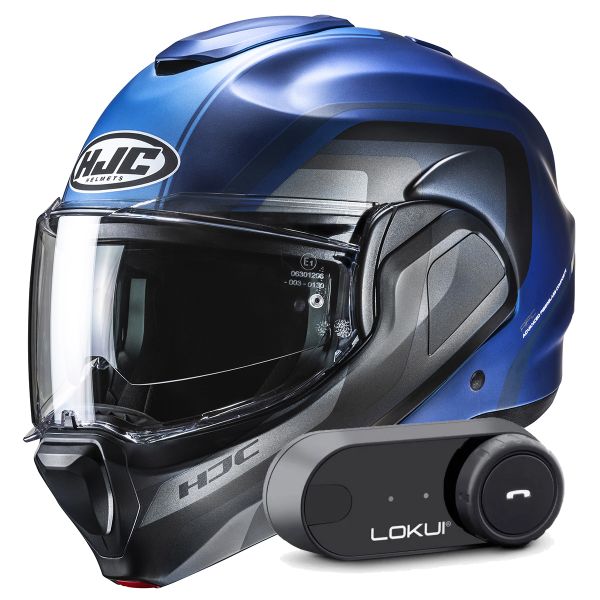Casque Modulable HJC F100 Reff MC2SF + Kit Bluetooth Lokui K30