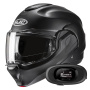 Casque Modulable HJC F100 Semi Flat Black + Kit bluetooth 5R Lite