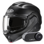Casque Modulable HJC F100 Semi Flat Black + Kit Bluetooth Lokui K30