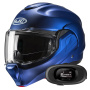 Casque Modulable HJC F100 Semi Flat Metallic Blue + Kit bluetooth 5R Lite