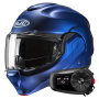 Casque Modulable HJC F100 Semi Flat Metallic Blue + Kit Bluetooth 5S Solo