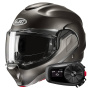 Casque Modulable HJC F100 Semi Flat Titanium + Kit Bluetooth 5S Solo
