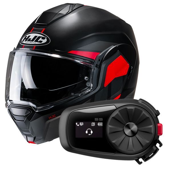 Casque Modulable HJC i100 Beis MC1SF + Kit Bluetooth 5S Solo