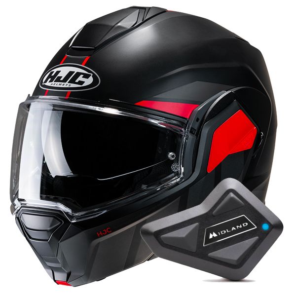Casque Modulable HJC i100 Beis MC1SF + Kit Bluetooth BT Mini