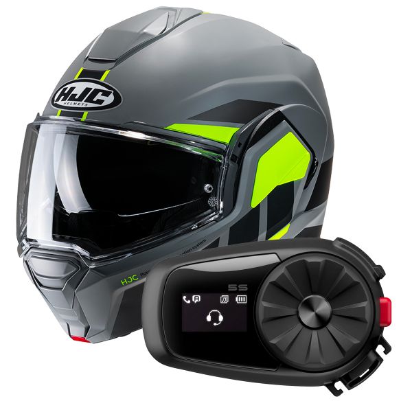 Pack Casque + Kit bluetooth et intercom : HJC i100 Beis MC3HSF + Kit ...