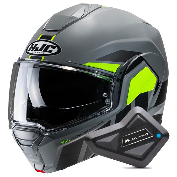 Casque Modulable HJC i100 Beis MC3HSF + Kit Bluetooth BT Mini