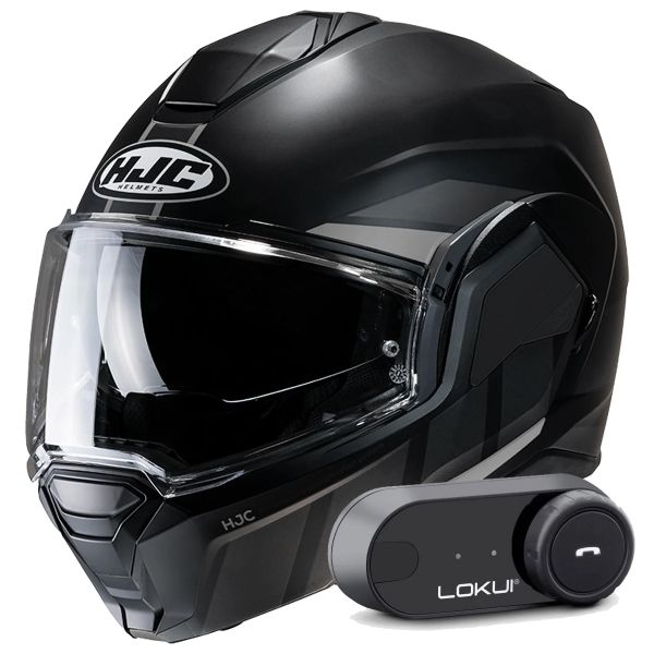 Casque Modulable HJC i100 Beis MC5SF + Kit Bluetooth Lokui K30