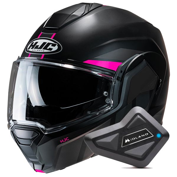 Casque Modulable HJC i100 Beis MC8SF + Kit Bluetooth BT Mini