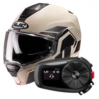 Casque Modulable HJC i100 Beis MC9SF + Kit Bluetooth 5S Solo