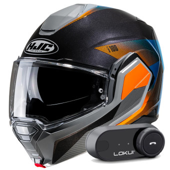 Casque Modulable HJC i100 Beston MC27 + Kit Bluetooth Lokui K30