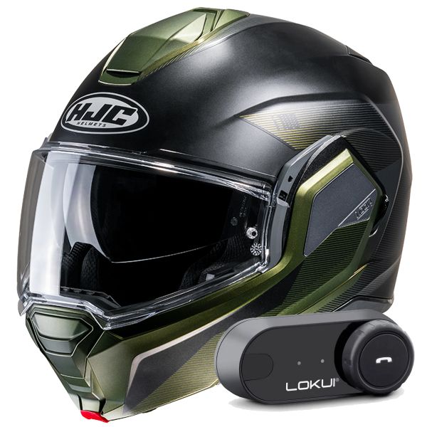 Casque Modulable HJC i100 Beston MC4SF + Kit Bluetooth Lokui K30