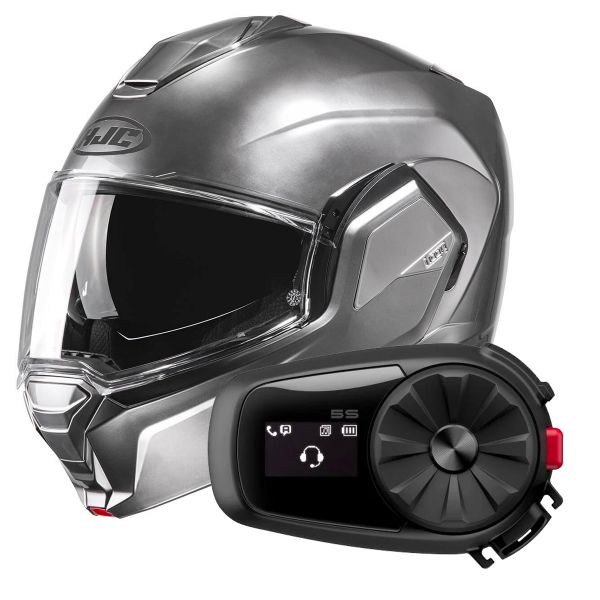 Pack Casque + Kit bluetooth et HJC i100 Hyper Silver + Kit