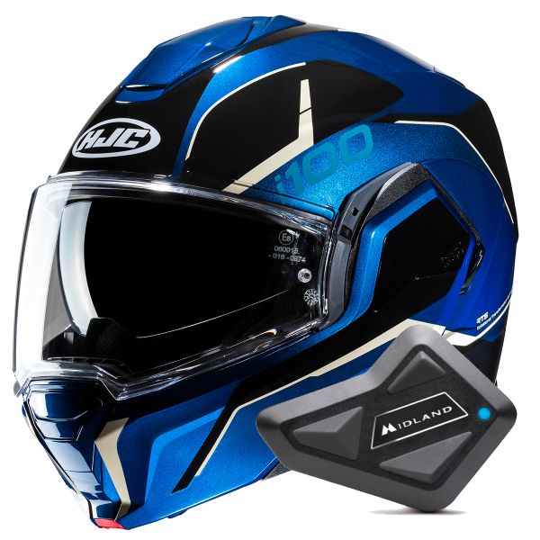 Casque Modulable HJC i100 Lorix MC2 + Kit Bluetooth BT Mini