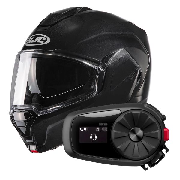Casque Modulable HJC i100 Metal Black + Kit Bluetooth 5S Solo Casque Modulable HJC i100 Metal Black + Kit Bluetooth 5S Solo
