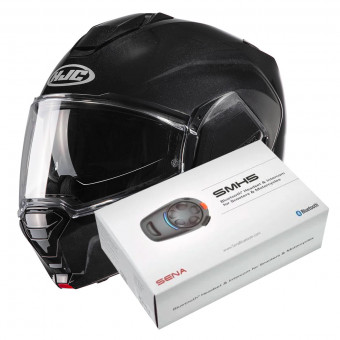 Casque Modulable HJC i100 Metal Black + Kit Bluetooth SMH5 Solo