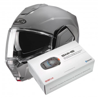 Casque Modulable HJC i100 N. Grey + Kit Bluetooth SMH5 Solo