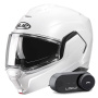 Casque Modulable HJC i100 Pearl White + Kit Bluetooth Lokui K30