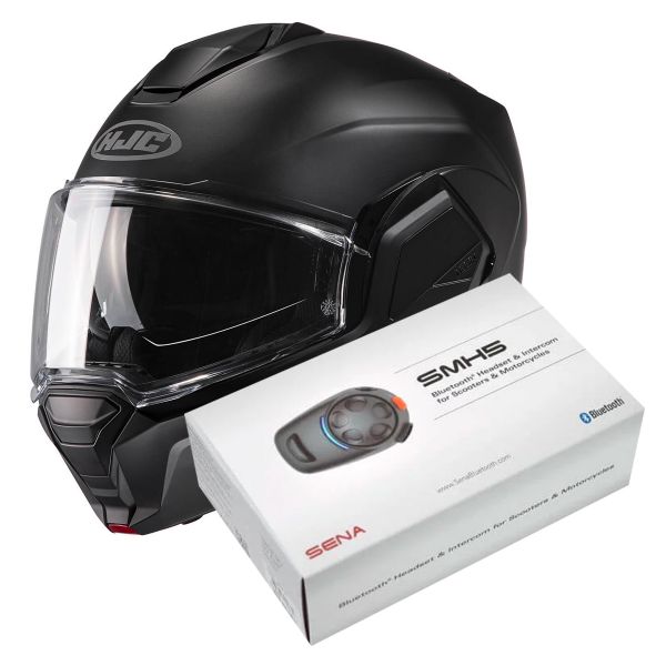 Casque Modulable HJC i100 Semi Flat Black + Kit Bluetooth SMH5 Solo Casque Modulable HJC i100 Semi Flat Black + Kit Bluetooth SMH5 Solo