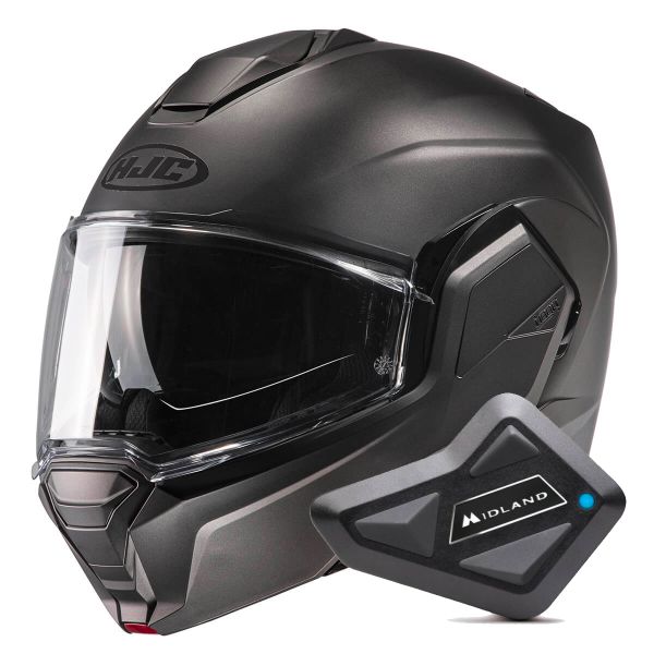 Casque Modulable HJC i100 Semi Flat Titanium + Kit Bluetooth BT Mini Casque Modulable HJC i100 Semi Flat Titanium + Kit Bluetooth BT Mini