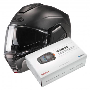 Casque Modulable HJC i100 Semi Flat Titanium + Kit Bluetooth SMH5 Solo