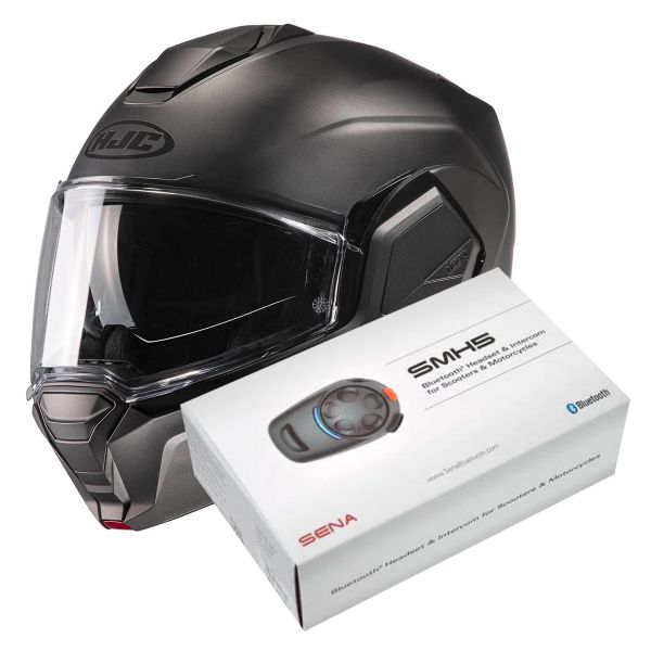 Casque Modulable HJC i100 Semi Flat Titanium + Kit Bluetooth SMH5 Solo Casque Modulable HJC i100 Semi Flat Titanium + Kit Bluetooth SMH5 Solo