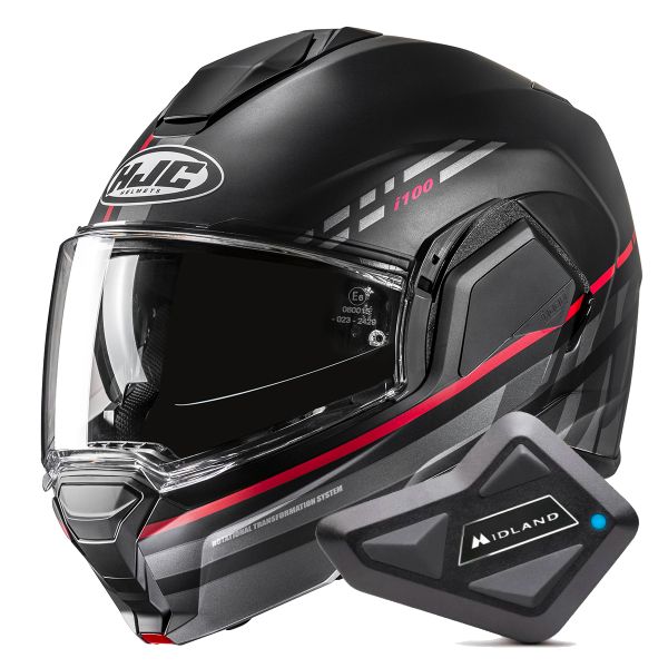 Casque Modulable HJC i100 Sysma MC1SF + Kit Bluetooth BT Mini