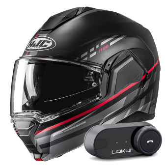 Casque Modulable HJC i100 Sysma MC1SF + Kit Bluetooth Lokui K30
