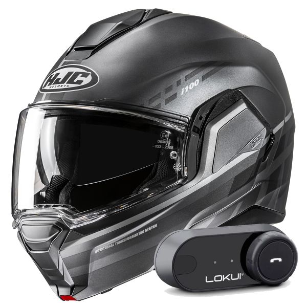 Casque Modulable HJC i100 Sysma MCSSF + Kit Bluetooth Lokui K30