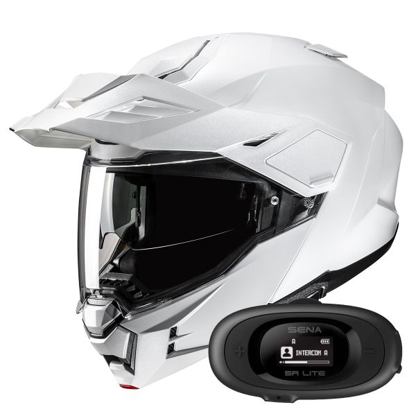Casque Modulable HJC i80 Pearl White + Kit bluetooth 5R Lite Solo