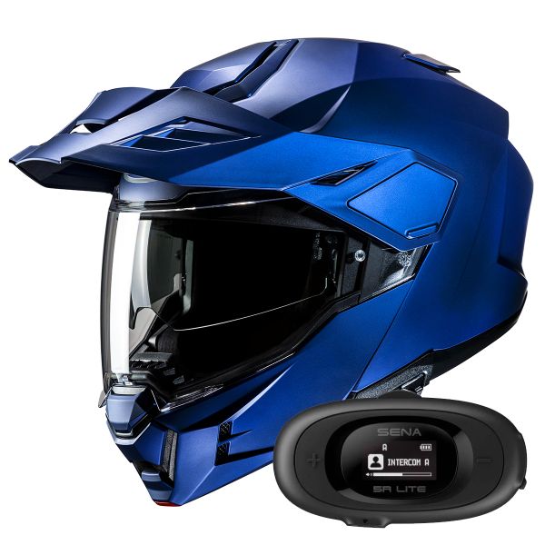 Casque Modulable HJC i80 Semi Flat Metallic Blue + Kit bluetooth 5R Lite Solo