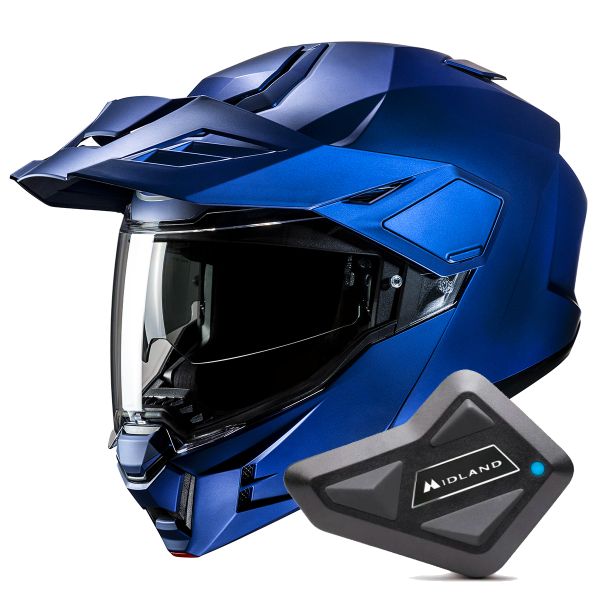 Casque Modulable HJC i80 Semi Flat Metallic Blue + Kit Bluetooth BT Mini