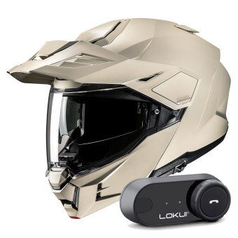 Casque Modulable HJC i80 Semi Flat Sand Beige + Kit Bluetooth Lokui K30