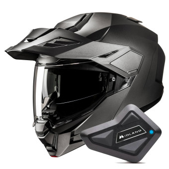 Casque Modulable HJC i80 Semi Flat Titanium + Kit Bluetooth BT Mini