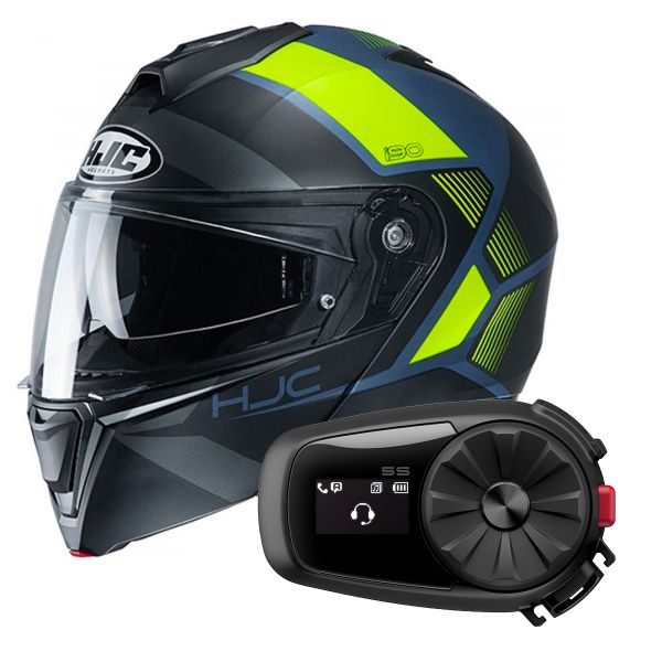 Pack Casque + Kit bluetooth et HJC I90 Hollen MC4HSF + Kit Bluetooth 5S Solo