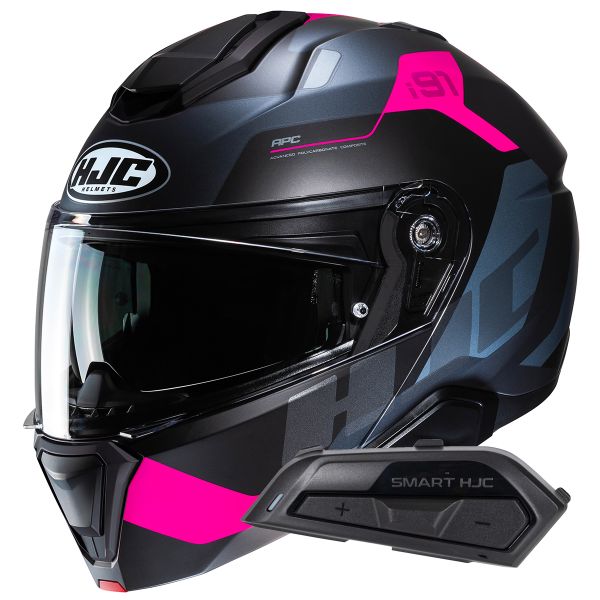 Casque Modulable HJC i91 Carst MC8SF + Kit Bluetooth Smart 21B Flat Black Casque Modulable HJC i91 Carst MC8SF + Kit Bluetooth Smart 21B Flat Black