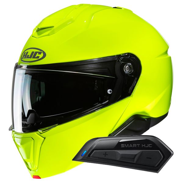 Casque Modulable HJC i91 Fluorescent Green + Kit Bluetooth Smart 11B