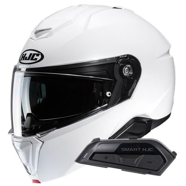 Casque Modulable HJC i91 Pearl White+ Kit Bluetooth Smart 21B Flat Black
