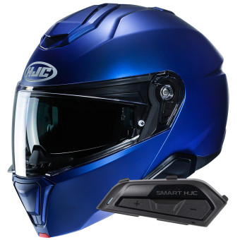 Casque Modulable HJC i91 Semi Flat Metallic Blue+ Kit Bluetooth Smart 21B Flat Black