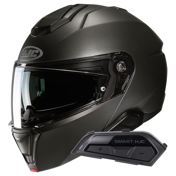 Casque Modulable HJC i91 Semi Flat Titanium + Kit Bluetooth Smart 21B Flat Black