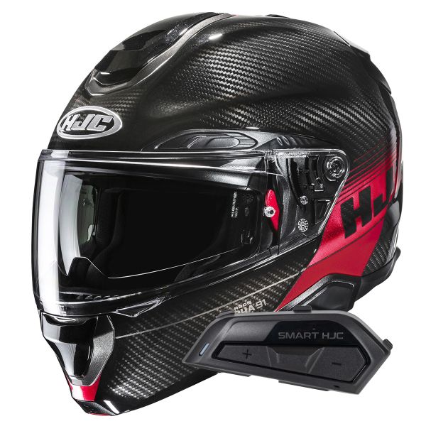 Casque Modulable HJC RPHA91 Carbon Elig MC1 + Kit Bluetooth Smart 21B