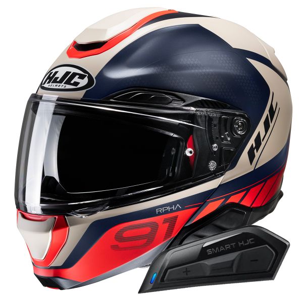Casque Modulable HJC RPHA91 Rafino MC1SF + Kit Bluetooth Smart 11B