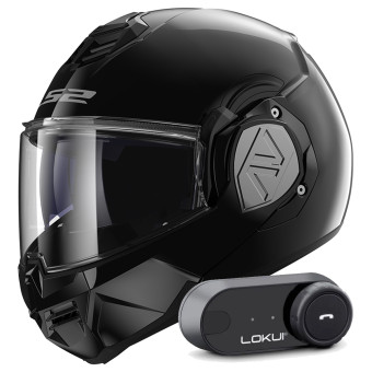 Casque Modulable LS2 Advant Black FF906 + Kit Bluetooth Lokui K30