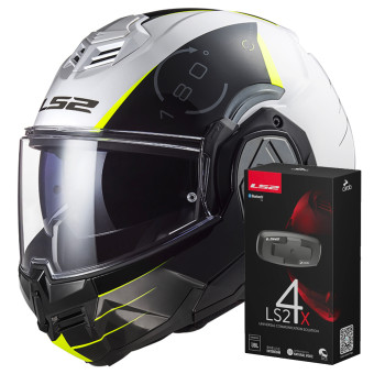 Casque Modulable LS2 Advant Codex White Black FF906 + Kit Bluetooth 4X Cardo