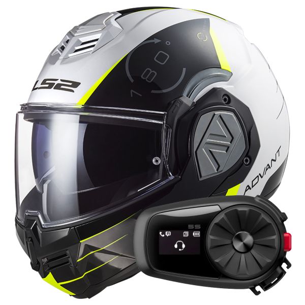 Casque Modulable LS2 Advant Codex White Black FF906 + Kit Bluetooth 5S Solo