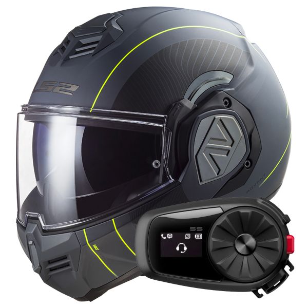 Casque Modulable LS2 Advant Copper Matt Titanium Black FF906 + Kit Bluetooth 5S Solo