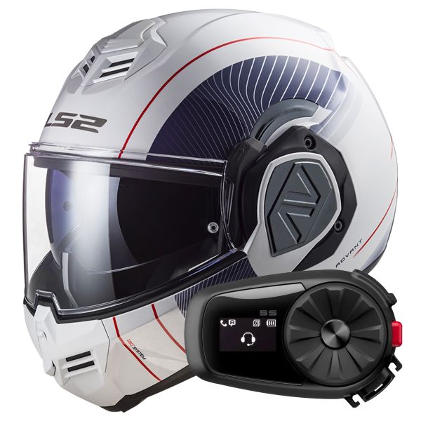Casque Modulable LS2 Advant Copper White Blue FF906 + Kit Bluetooth 5S Solo