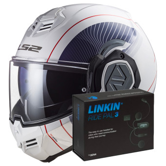 Casque Modulable LS2 Advant Copper White Blue FF906 + Linkin Ride Pal III