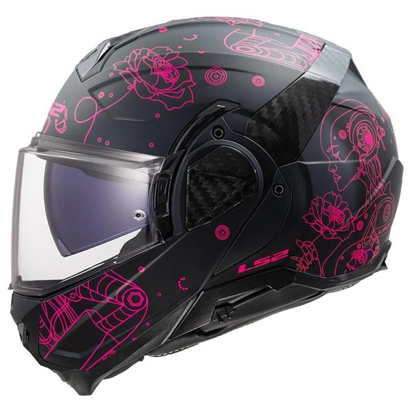 Casque Modulable LS2 Advant II Sophia Black Pink FF910 Casque Modulable LS2 Advant II Sophia Black Pink FF910